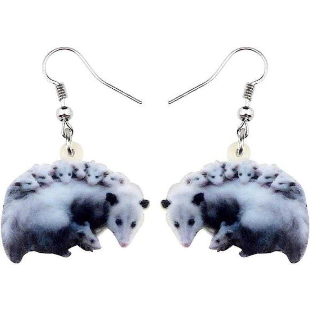 Adorable Acrylic Possum Dangle Earrings - Cute Opossum Gifts for Women and Girls